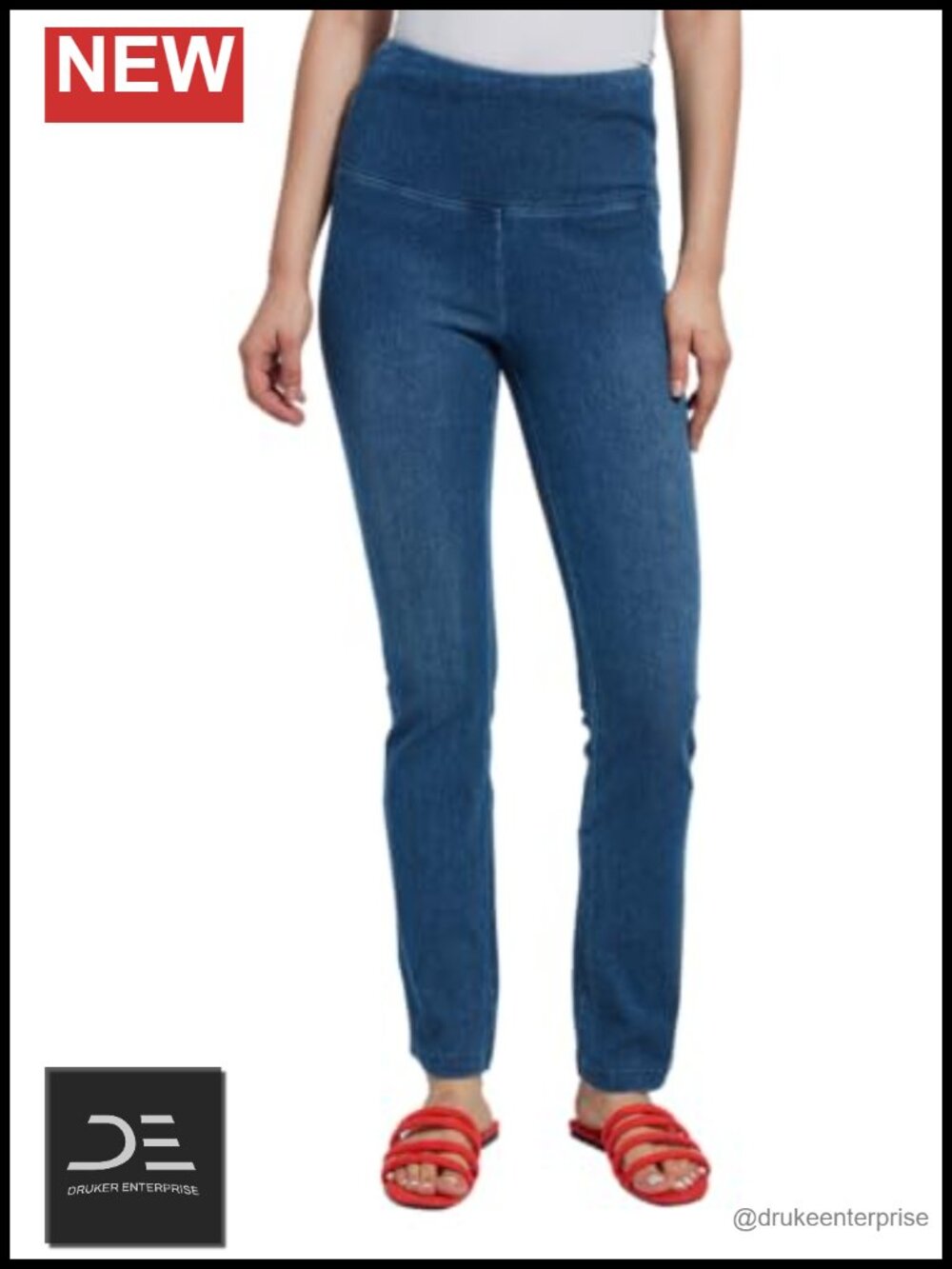 Lysse High Waist Straight Leg Denim Jeans Stretch Cotton Spandex